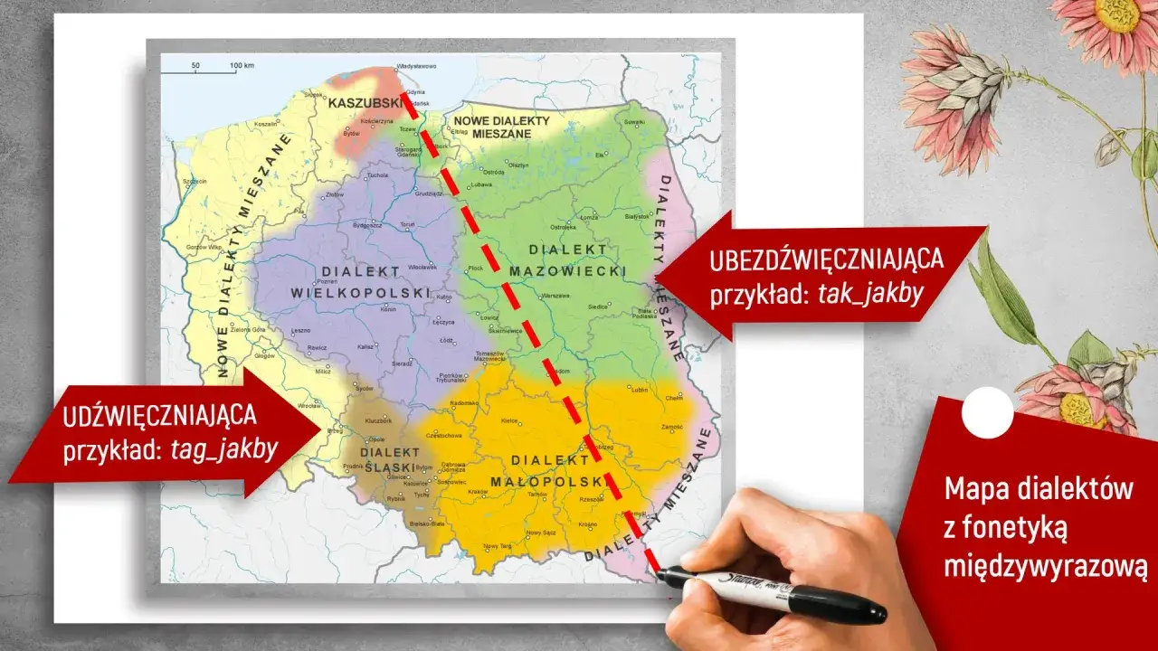 Mapa dialekt&oacute;w polskich lub symbol narodowy z tekstem